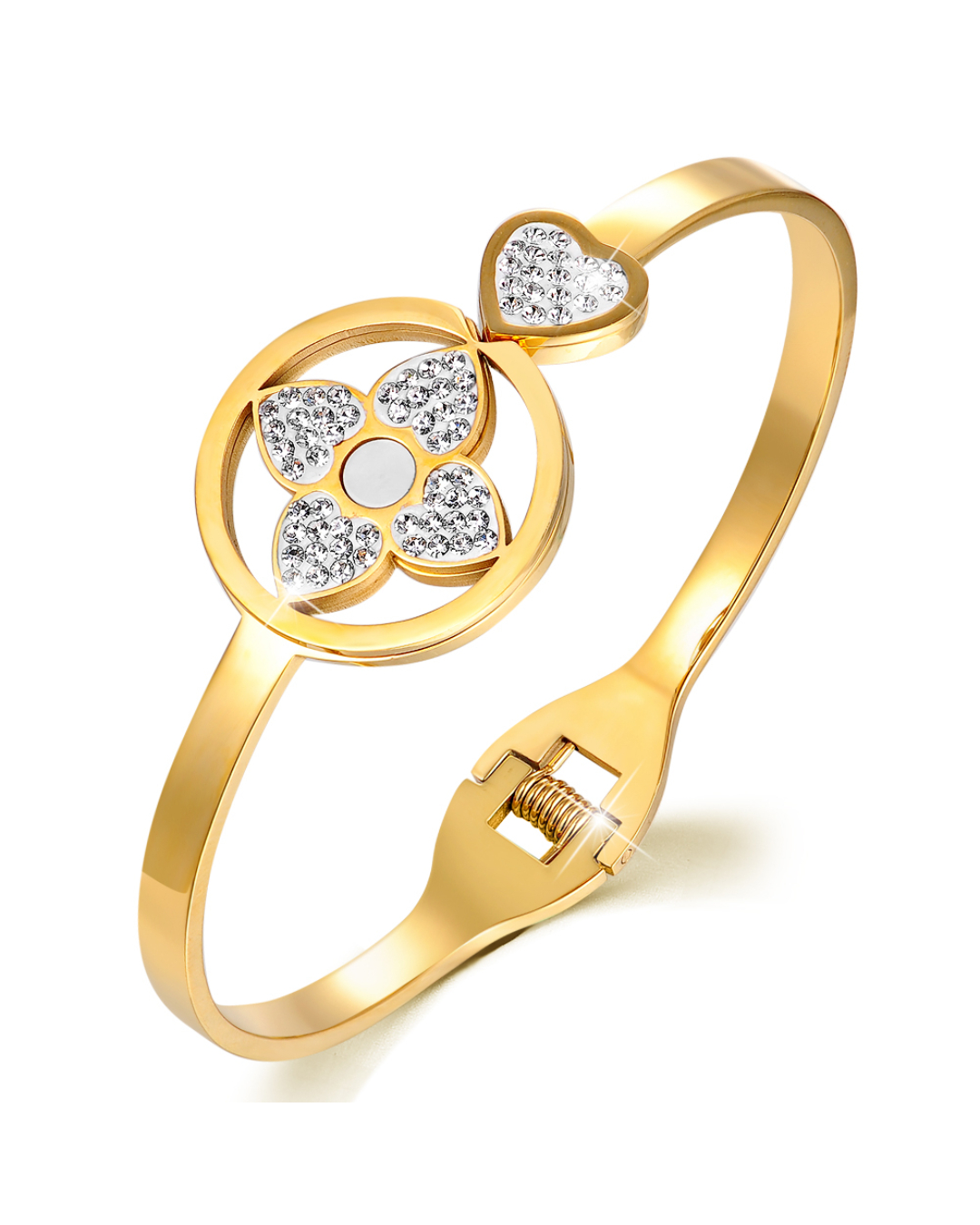 Lucky Love Hinged Bangle - Bullion Gold